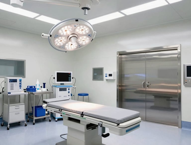 A modern modular operation theater installed by Optimedis with advanced medical equipment.