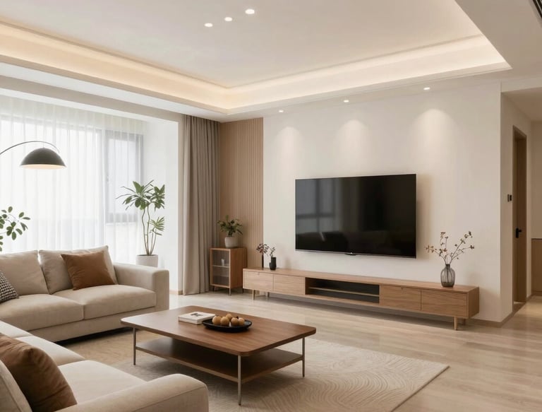 A cozy, modern student residence common area with natural light and welcoming furniture.