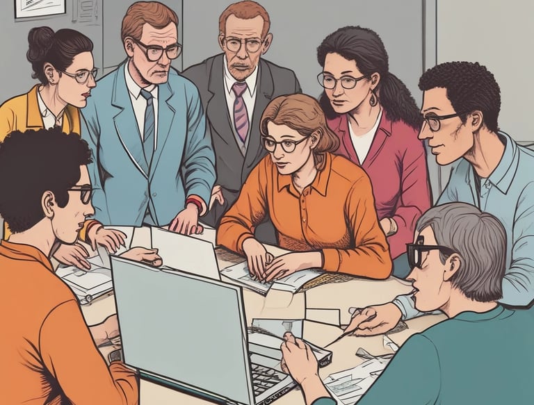 A group of diverse people engaged in an online training session, visible on a computer screen.