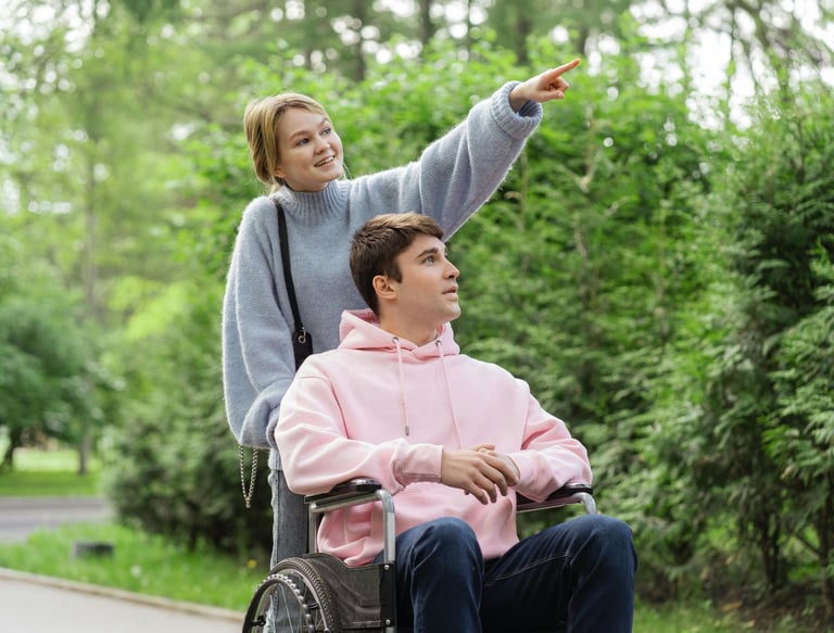 Support worker providing companionship and community access