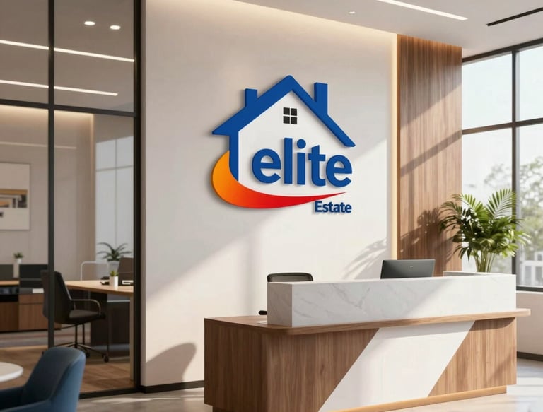 Modern office exterior of Elite Real Estate in New City Phase II, bathed in soft daylight.