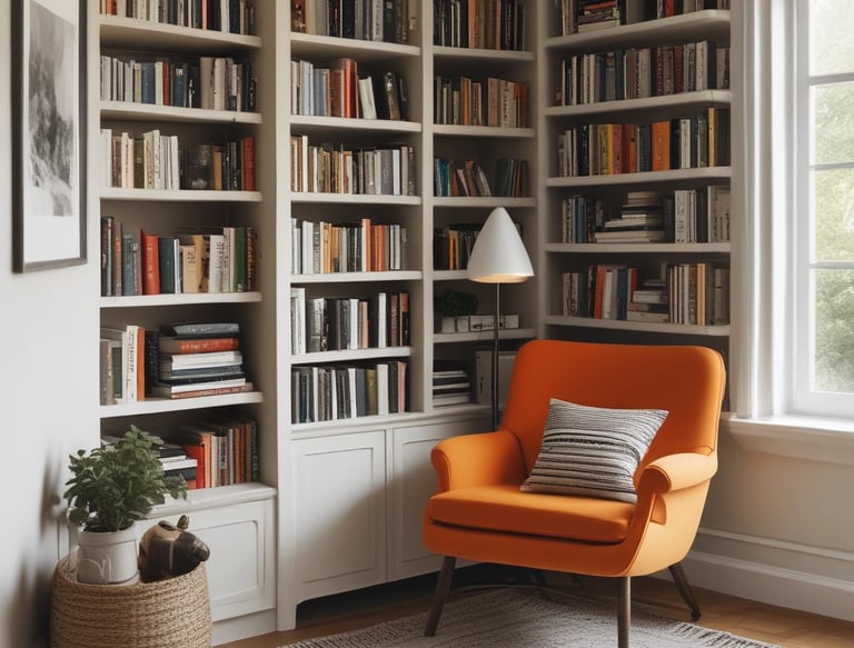 A cozy reading nook with a collection of books by nifty buckles folklore.