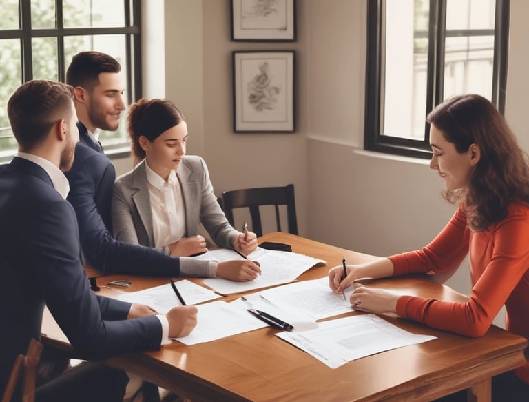 A close-up view of a vintage typewriter displaying a piece of paper with the word 'CO-PARENTING' typed in bold letters. The typewriter has a dark green cover and is placed on a light wooden desk with a neutral background.