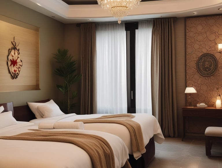 a bedroom with a chandelier and a chandelier