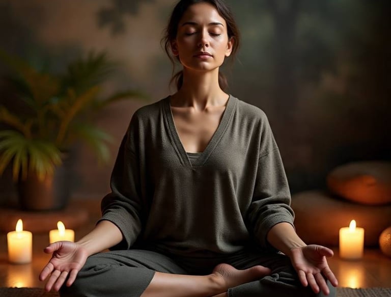 Meditation by a young woman