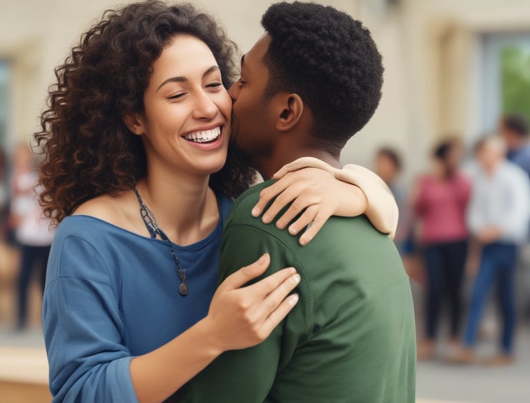A mobile health services vehicle is parked on a street. The vehicle is beige with blue and orange accents, featuring text and logos, including 'Jockey Club Charles Kao Brain Health Services.' An illustrated portrait of a person in blue is displayed on the side. Trees and a building can be seen in the background, with metal barriers in front of the vehicle.