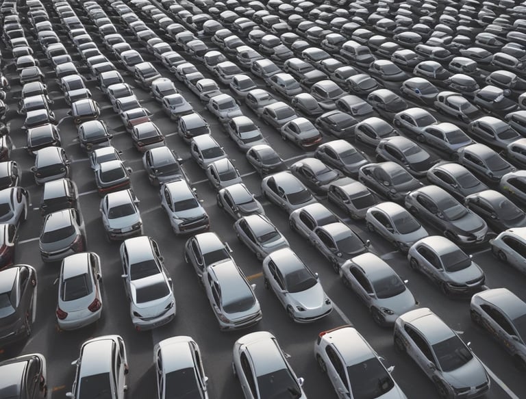 A diverse fleet of electric vehicles parked in a modern urban setting.