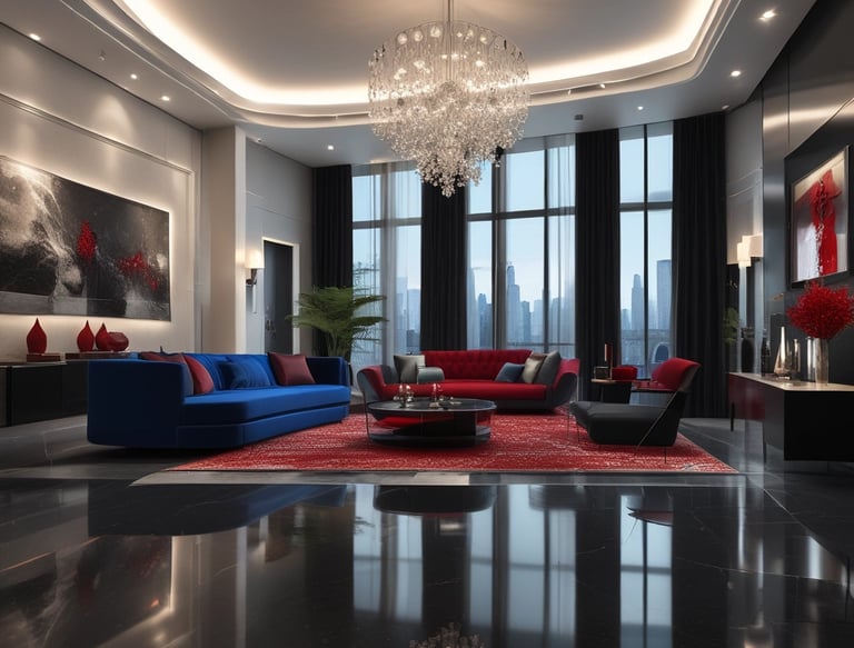 Modern living room with minimalist interior design and natural lighting