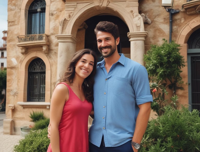 A family celebrating in their newly constructed house.