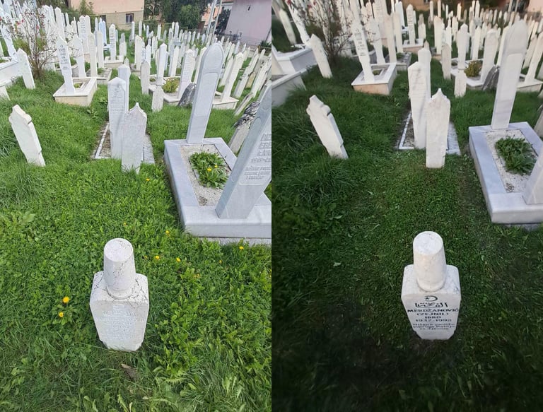 Grave before and after
