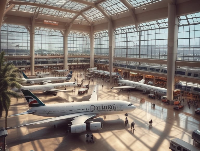 A freight train with multiple cargo containers travels along a curved railway track surrounded by dense, lush green trees. The train is predominantly red and is moving through a heavily wooded area under an overcast sky.