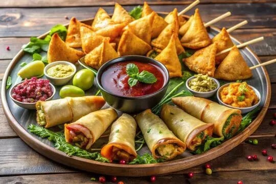 Samosas faits maison servis au restaurant Les 3 Roses à Nevers