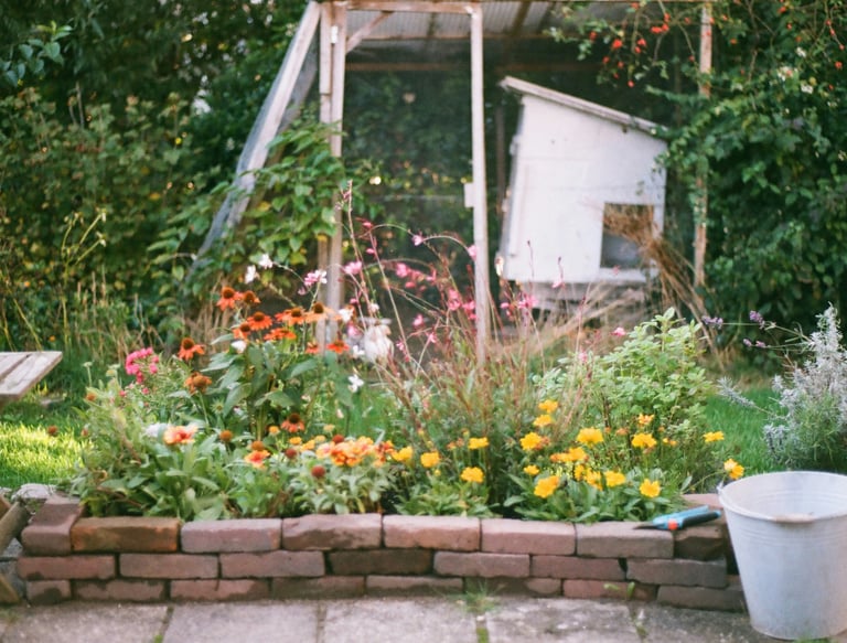 Rustic garden freshly landscaped