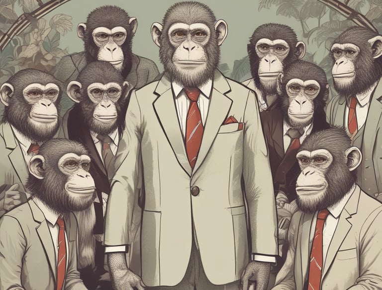 a monkey in a suit and a monkey in a suit