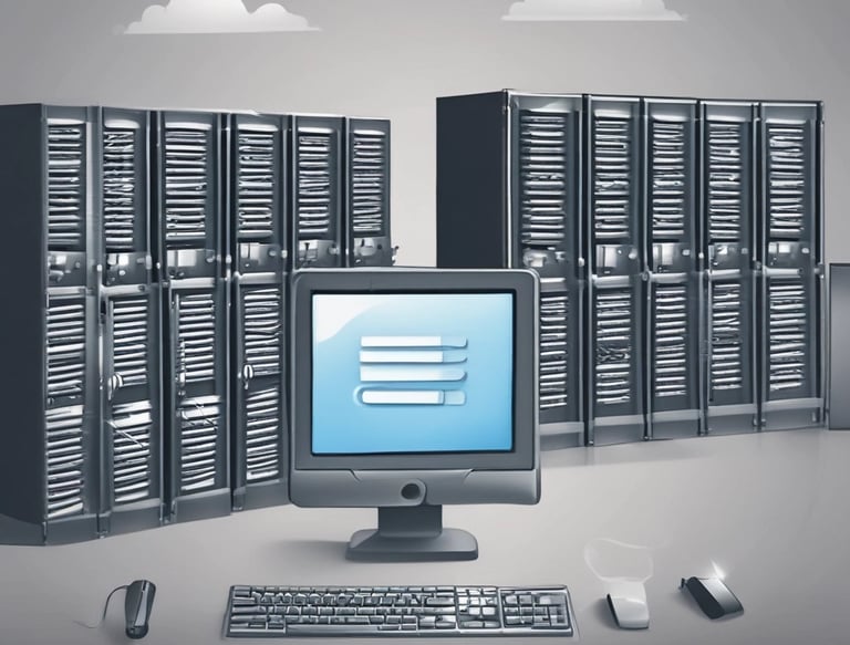 A modern server room with blinking lights and organized server racks.