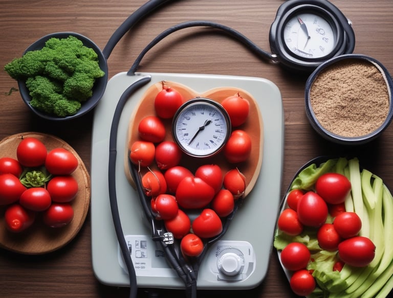A selection of fresh fruits and vegetables arranged beautifully on a table, symbolizing healthy eating.