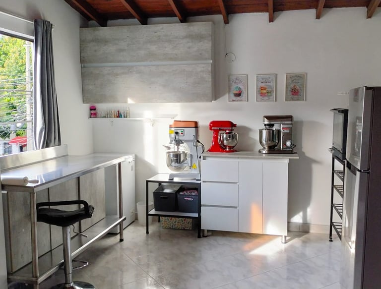 a kitchen with a counter top and a coffee maker