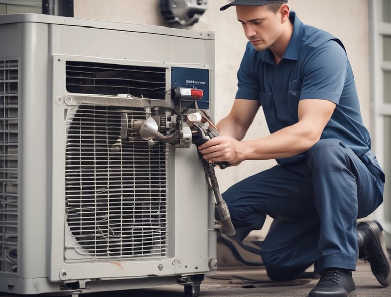A car service workshop with prominent signage advertising its specialization in automotive air conditioning. Several cars are parked in front, including a red SUV and a white sedan. The building has large signs in Indonesian and a blue banner with the text 'BENGKEL RESMI' and 'AGAM AC'.