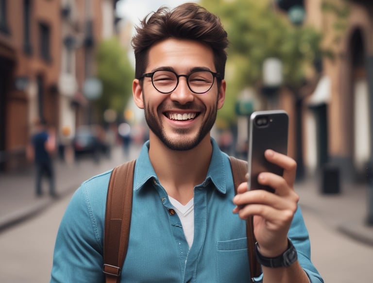 A modern multi-story apartment building features large glass balconies and wood paneling accents. The architecture is minimalistic and contemporary, with clean lines and a focus on symmetry. In the foreground, tall green grass grows alongside a brick wall, providing a natural element to the urban environment.