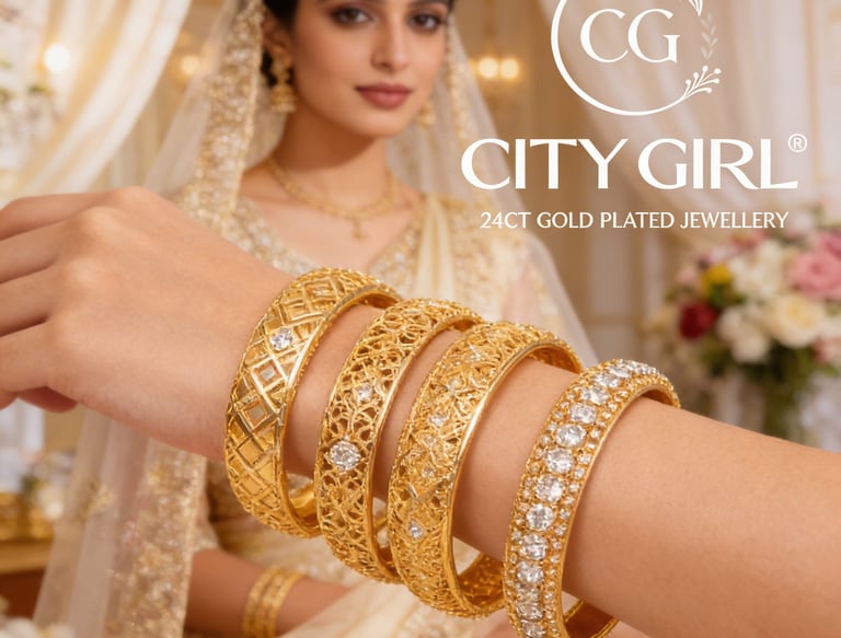 Traditional Indian gold plated bangles — City Girl Jewellery collection