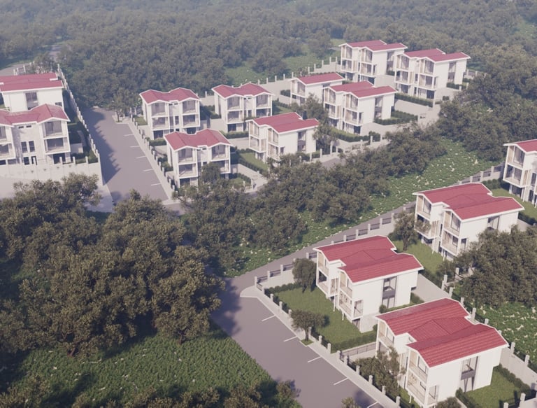 Doğa içerisinde bahçeli lüks çelik yapı villalar