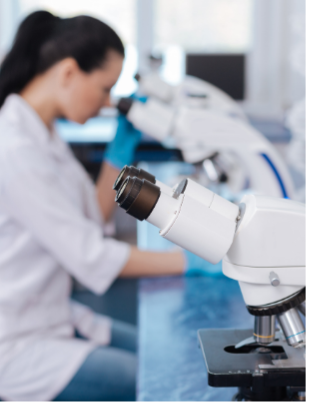 Researchers receiving biosafety consulting guidance in laboratory setting