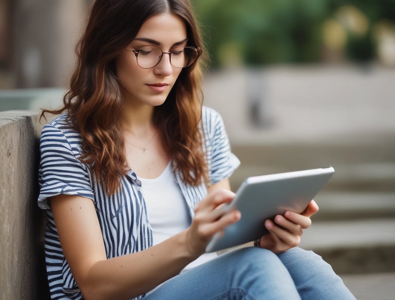 une jeune femme lit un livre de la boutique en ligne Ebook5Euro