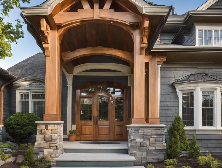 a house with a wooden door and a stone walkway garnetpainting.com