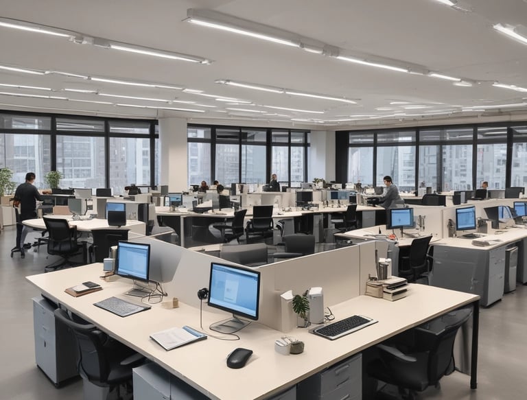 A person is typing on a MacBook Pro, viewing a website titled 'Personalize your portfolio.' The webpage displays three sections related to investing, each with different images and text. The laptop is on a grey table with a dark sofa and indoor plants in the background.