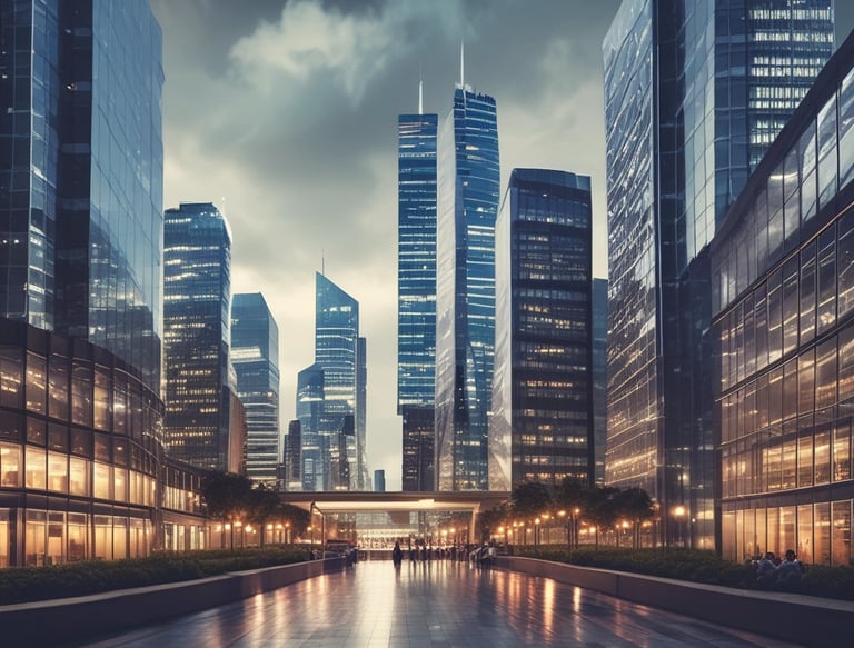 A spacious, modern warehouse or industrial interior with high ceilings and a sleek, organized layout. The space features several workstations equipped with monitors, barcode scanners, and storage areas. The setting is well-lit and appears clean and efficient, suggesting an environment designed for streamlined operations.