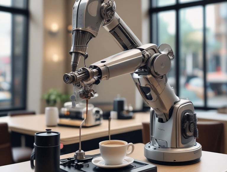 stainless steel espresso machine pouring on cup