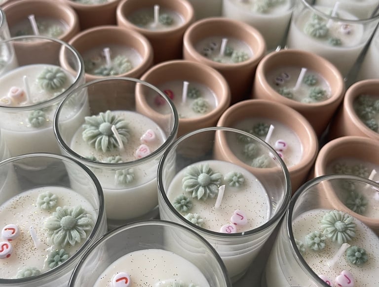 a table with candles and candles on it