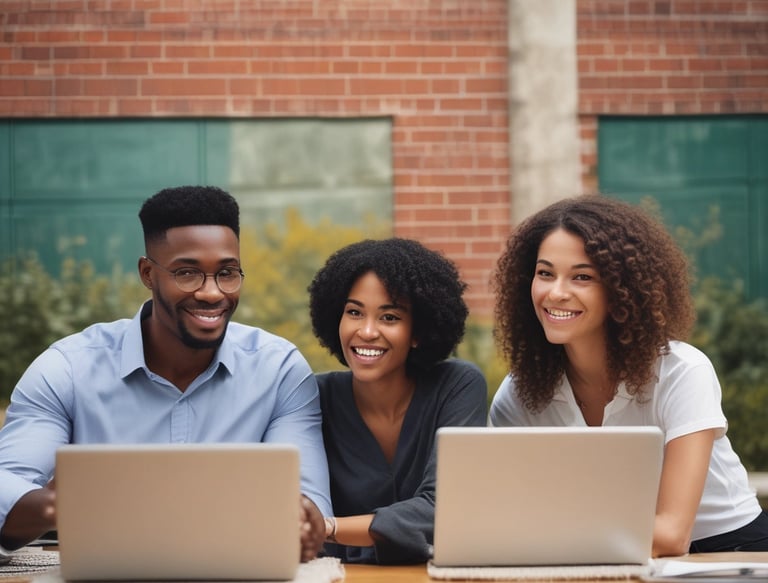 An office scene with friendly colleagues engaged in a supportive conversation.