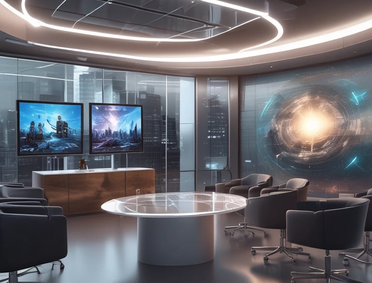 A sleek black-and-gold office space with creative brainstorming in progress.