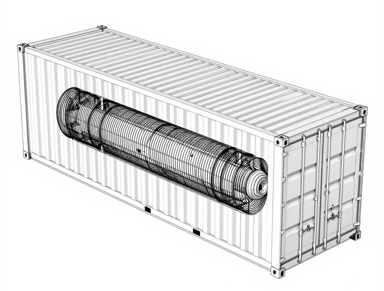 A sleek, modern small modular reactor prototype glowing softly in a high-tech lab setting.