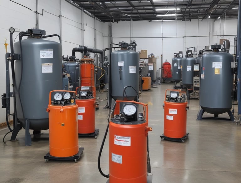 Technician operating advanced loft tank cleaning machinery in action.