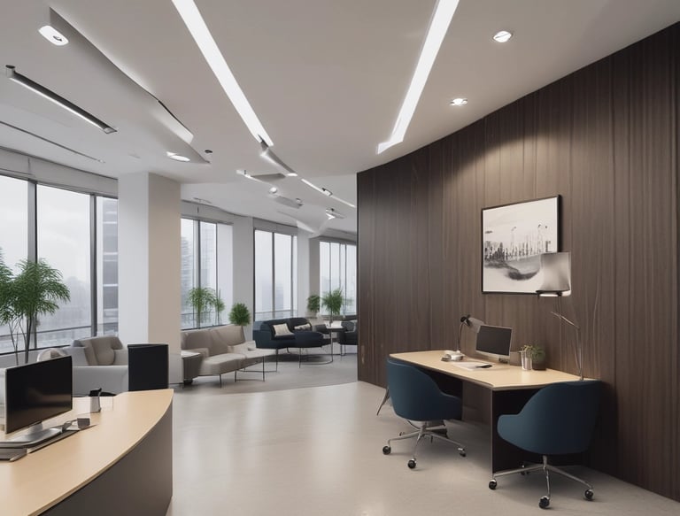 A vibrant office space in Visakhapatnam bustling with a diverse team collaborating on digital projects.