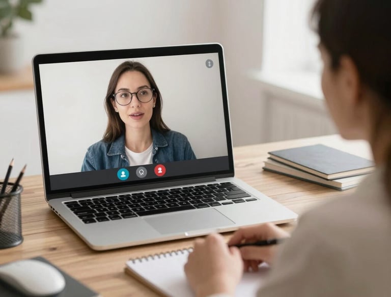 A friendly licensed provider smiling warmly during a virtual consultation.