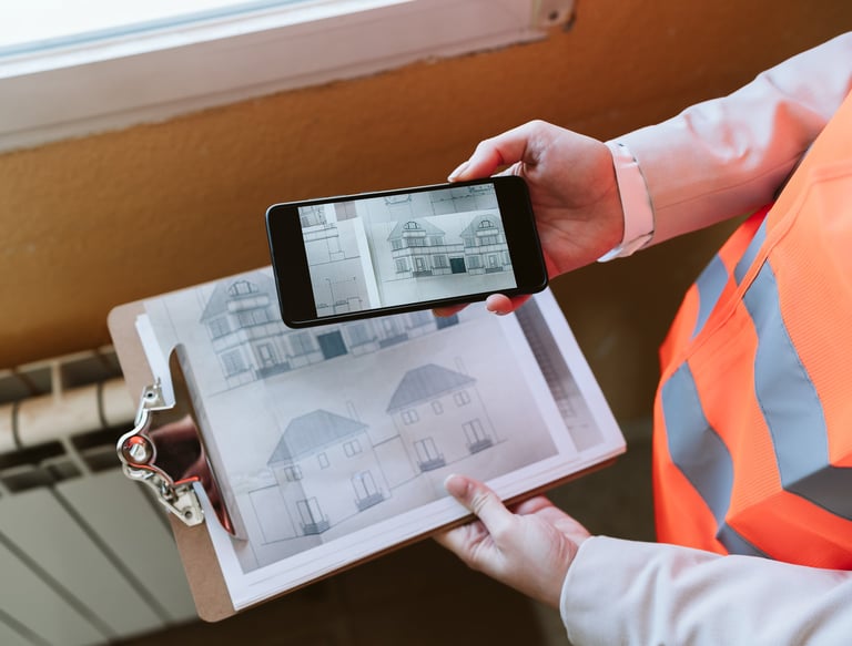 Energy Assessor taking images for enegy certificate