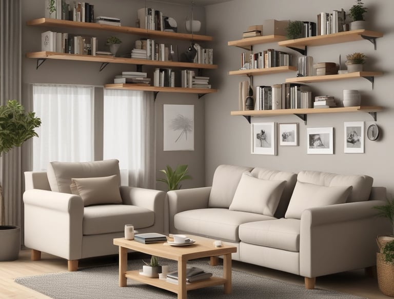 A professional assembling furniture in a bright, modern room.