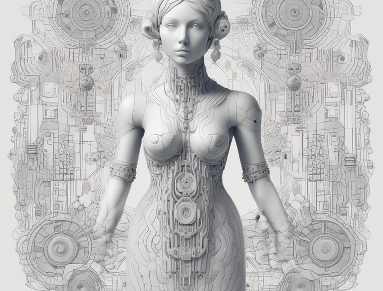 A serene workspace with soft lighting showcasing a sleek computer screen displaying an AI interface.