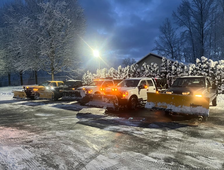 A fleet of plow trucks for snow rmeoval