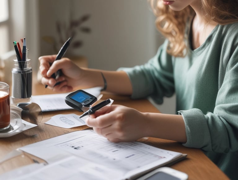 Close-up of a digital book cover titled 'Diabetes Management Made Simple' on a sleek device.