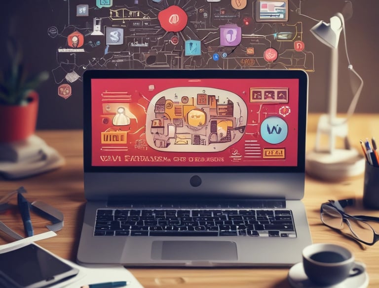 Modern workspace with designers collaborating on UX/UI projects using laptops and sketches.