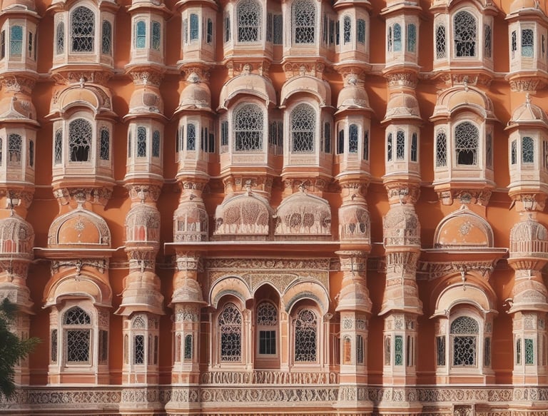 A scenic view of Kerala's backwaters with traditional houseboats gliding through calm waters.