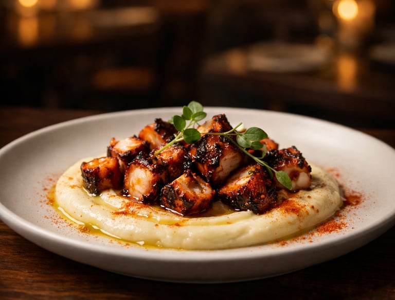 Detalle de plato gourmet en Casa Áurea