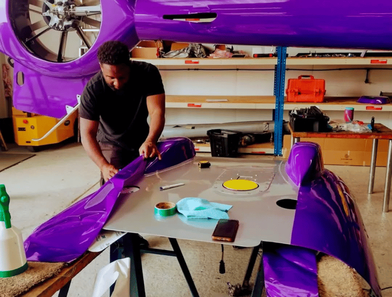 helicopter wrapped in a bold plum explosion by 3m 2080