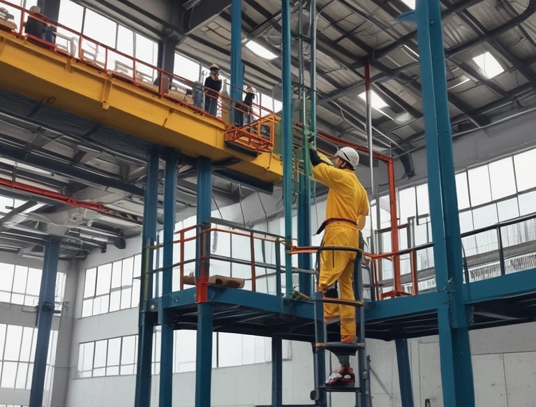 Image showing a Zion Engenharia team performing a safety line installation on a building.