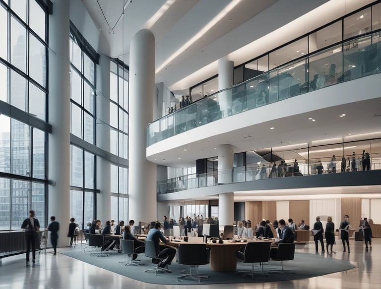 a large open office with a lot of people working on their computers