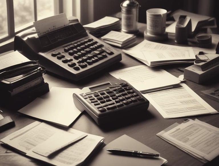 Portrait of a confident businesswoman working at her desk with payroll documents.